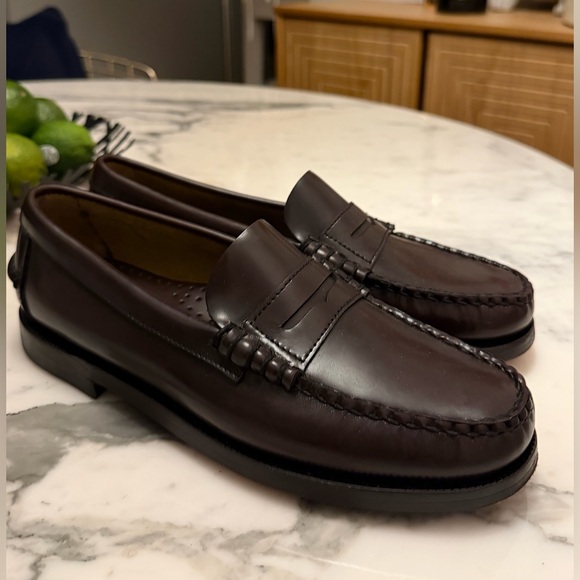 Sebago Women's Burgundy Leather Penny Loafers - Picture 4 of 5